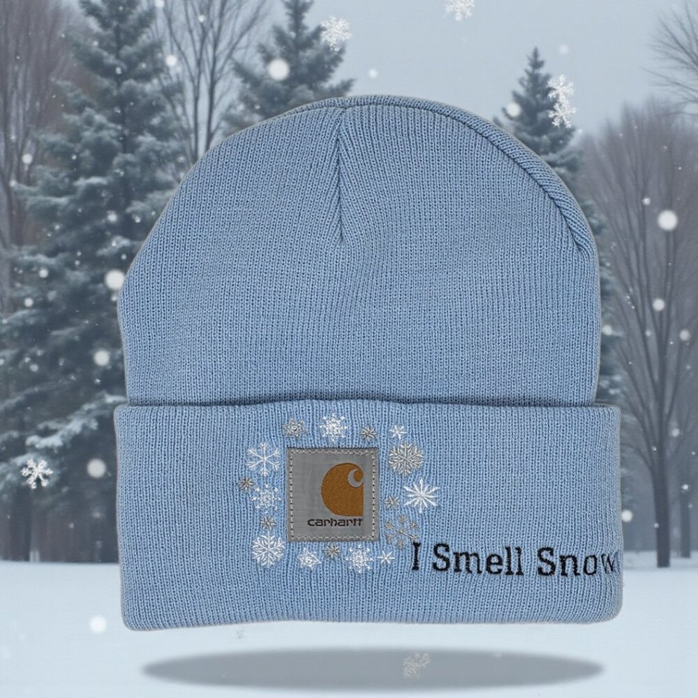Cozy Winter Knit Beanie with Frosted Snowflake Embroidery